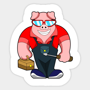 Pig as Mechatronics engineer with Tool box Sticker